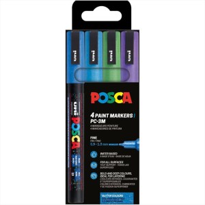 ΣΕΤ 4 ΜΑΡΚΑΔΟΡΟΙ UNI POSCA PC-3M Glitter