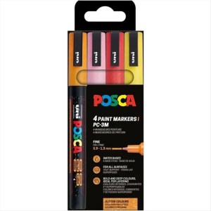 ΣΕΤ 4 ΜΑΡΚΑΔΟΡΟΙ UNI POSCA PC-3M Glitter